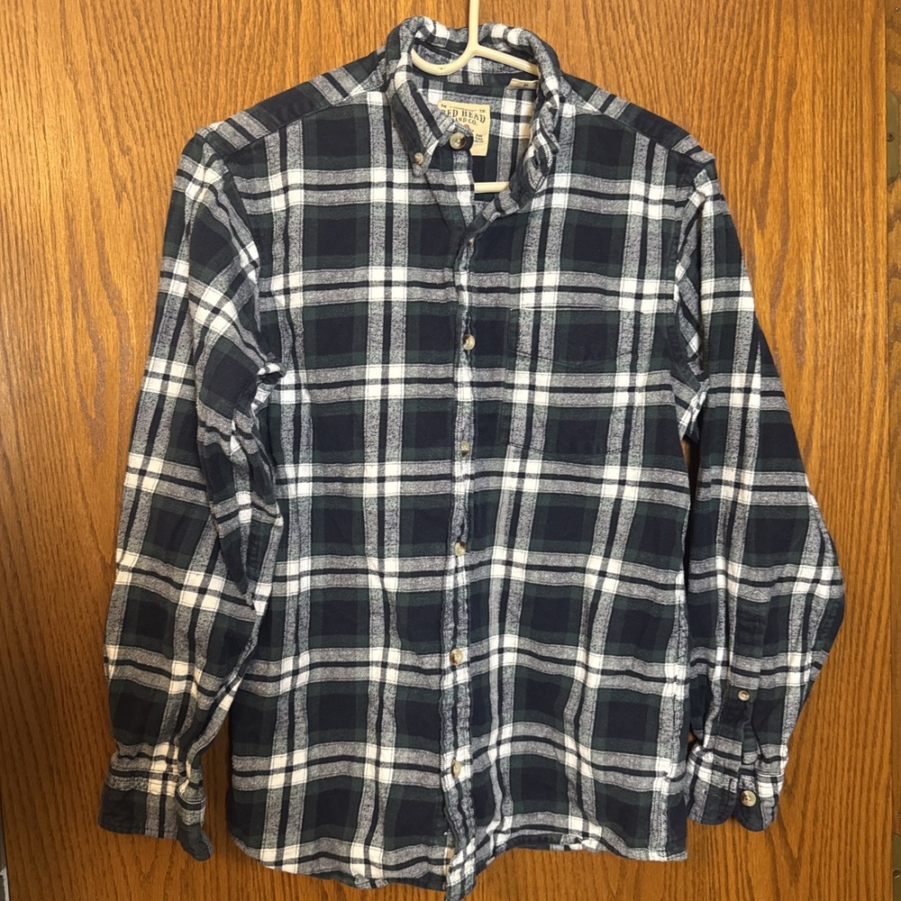RedHead Brand Co. Men's Green‎ White Gray Plaid Flannel Button-Down Shirt Size S